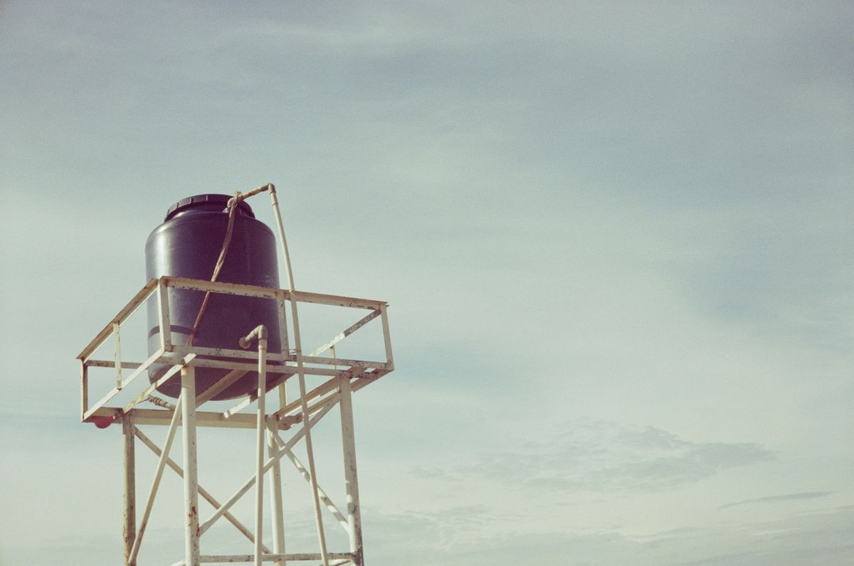 Finished rainwater storage tank on a rural property